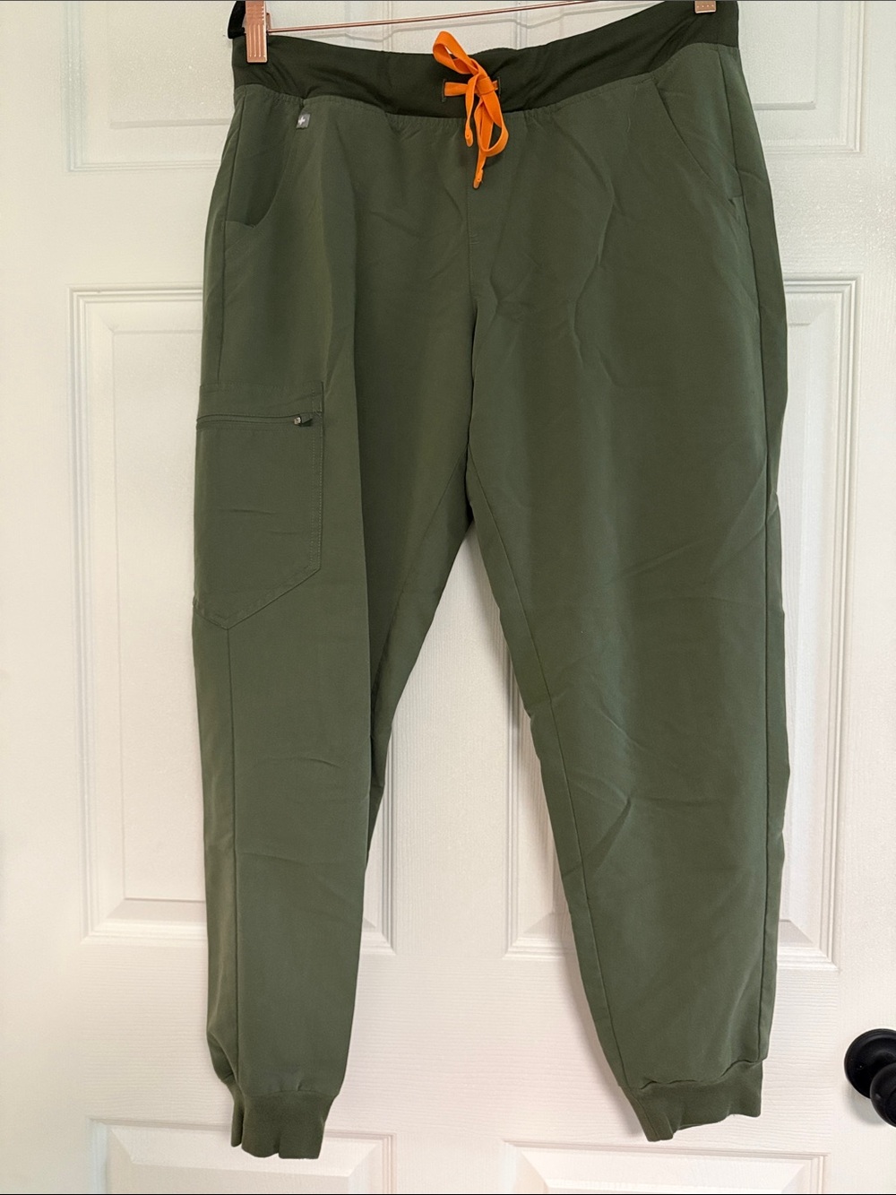 Figs Olive Green Jogger Sweatpants with Orange Drawstring